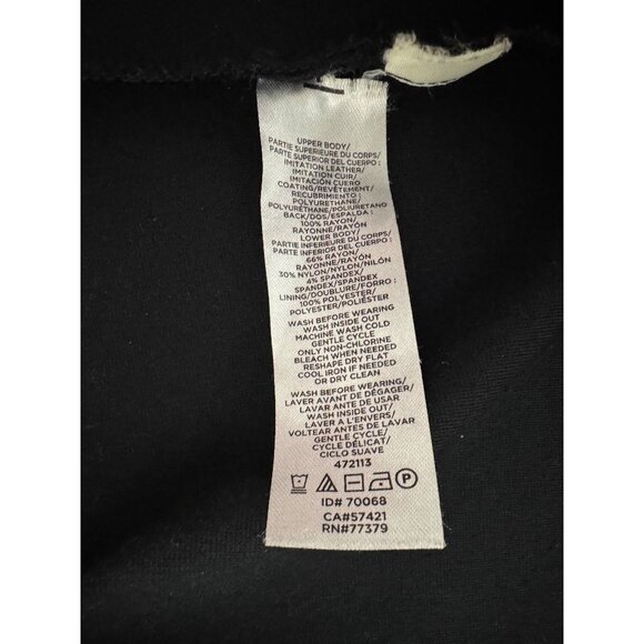 Ann Taylor Black Faux-Leather Short Sleeves Ponte Knit Shift Dress Size 12 - Picture 7 of 7